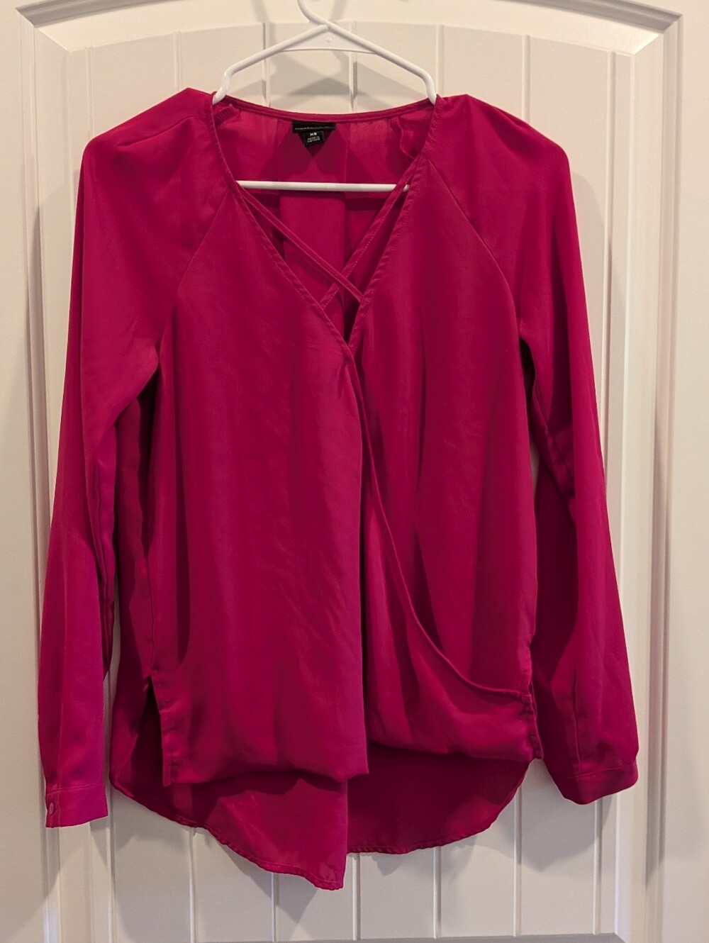 Worthington Fuchsia Long-Sleeve V-Neck Blouse